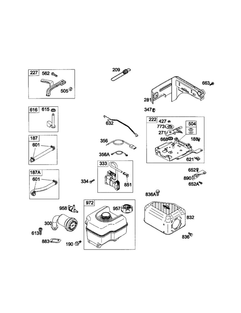 Fuel Tank/Guard-Muffler Diagram and Parts List for 120412  Briggs and Stratton Engine